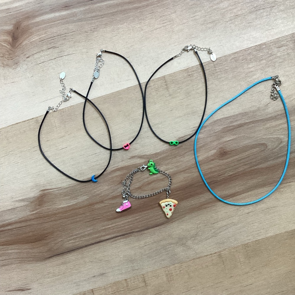BOGO 🥳 Claire's Black and Blue Hoop Choker Necklace and Charm Bracelet Bundle